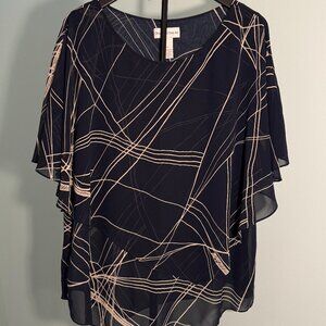 Draper & Damon Women's 2-Piece Dark Navy Print Pant Set Wedding Attire Size 1X